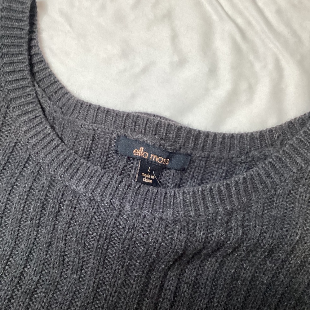 1432. Ella Moss Charcoal Long Sleeve Sweater GUC Size L - Picture 4 of 6